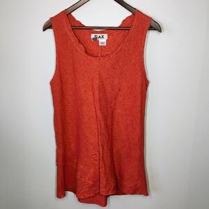 FLAX Linen Tank Top Womens Medium Peach Orange Long Minimalist Lagenlook Coastal